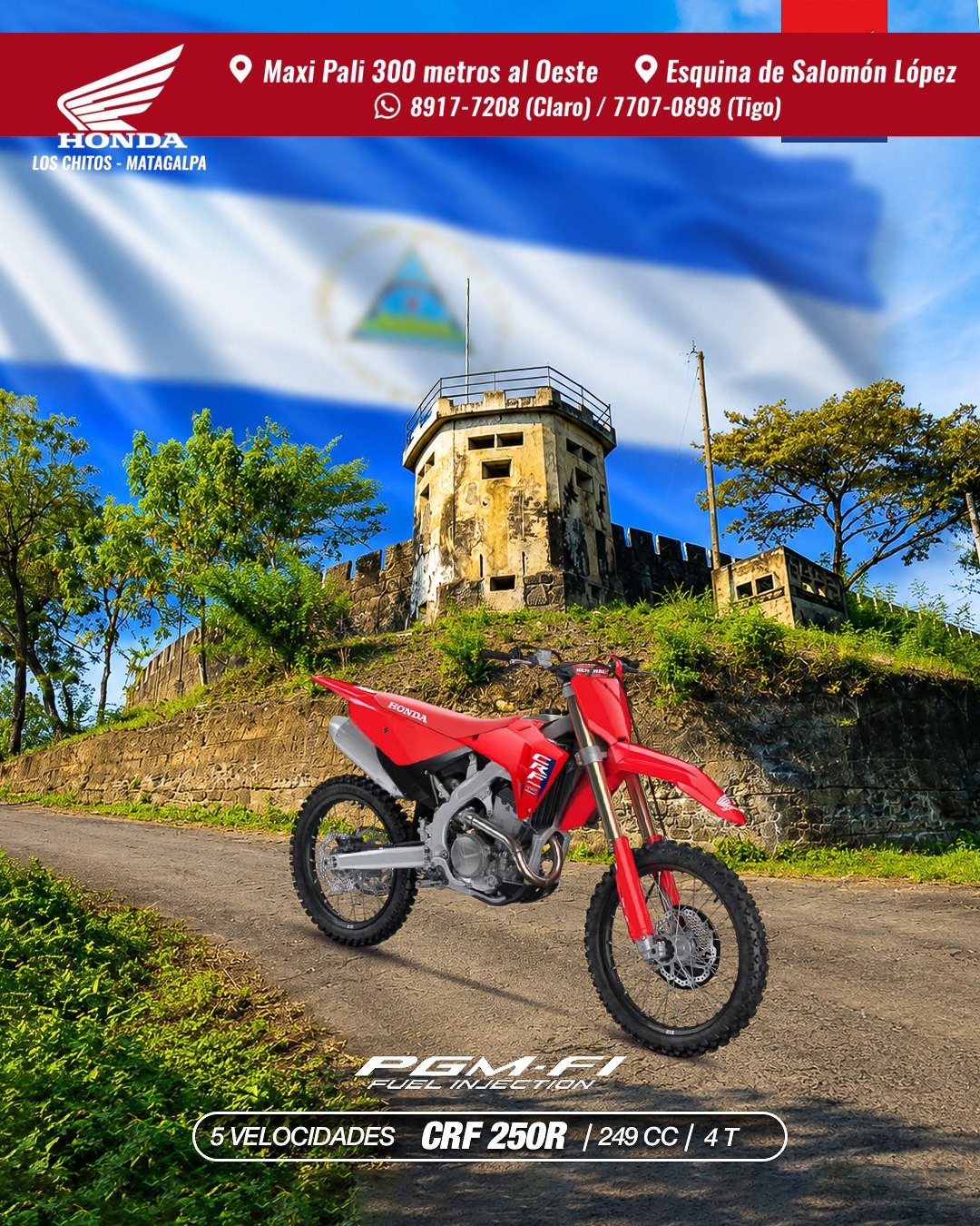 Motocicleta pura sangre motocross Honda CRF 250R 249cc 4T en Matagalpa