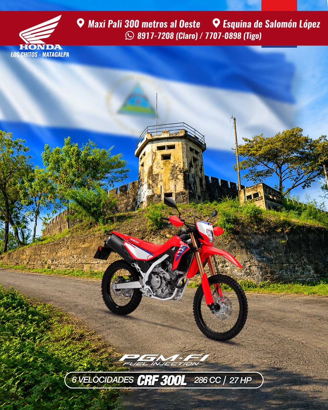 Motocicleta On-Off Honda CRF 300L 286cc 27HP 6 velocidades en Matagalpa