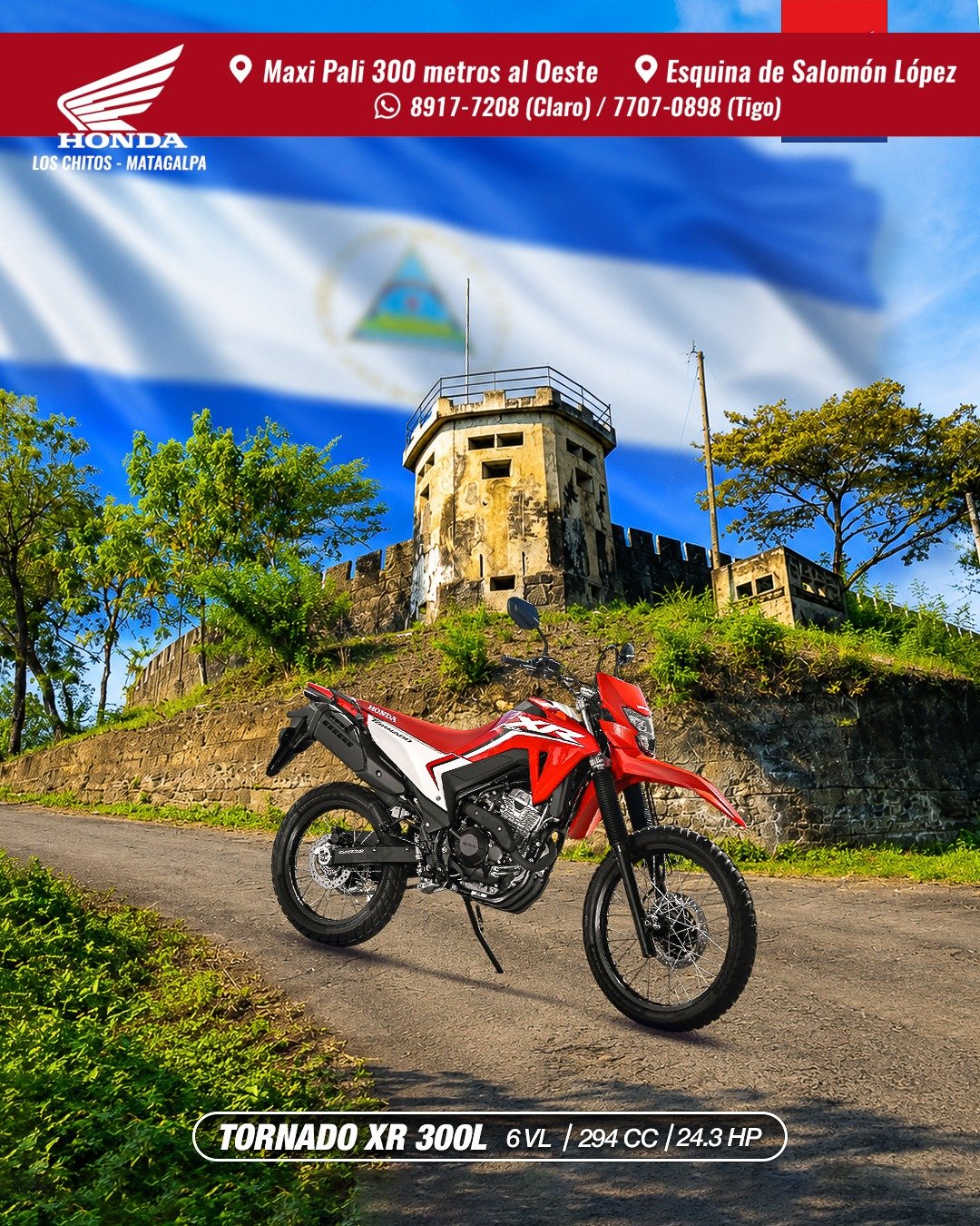 Motocicleta montañera 6 velocidades Honda XR 300L Tornado 294cc en Matagalpa